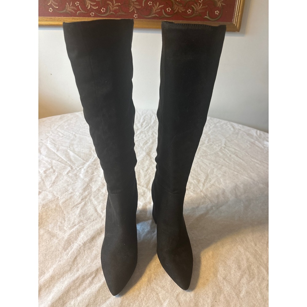 Fireflyy Knee High Boots Women Size 5.5 Black Block Heel Pointed Toe
